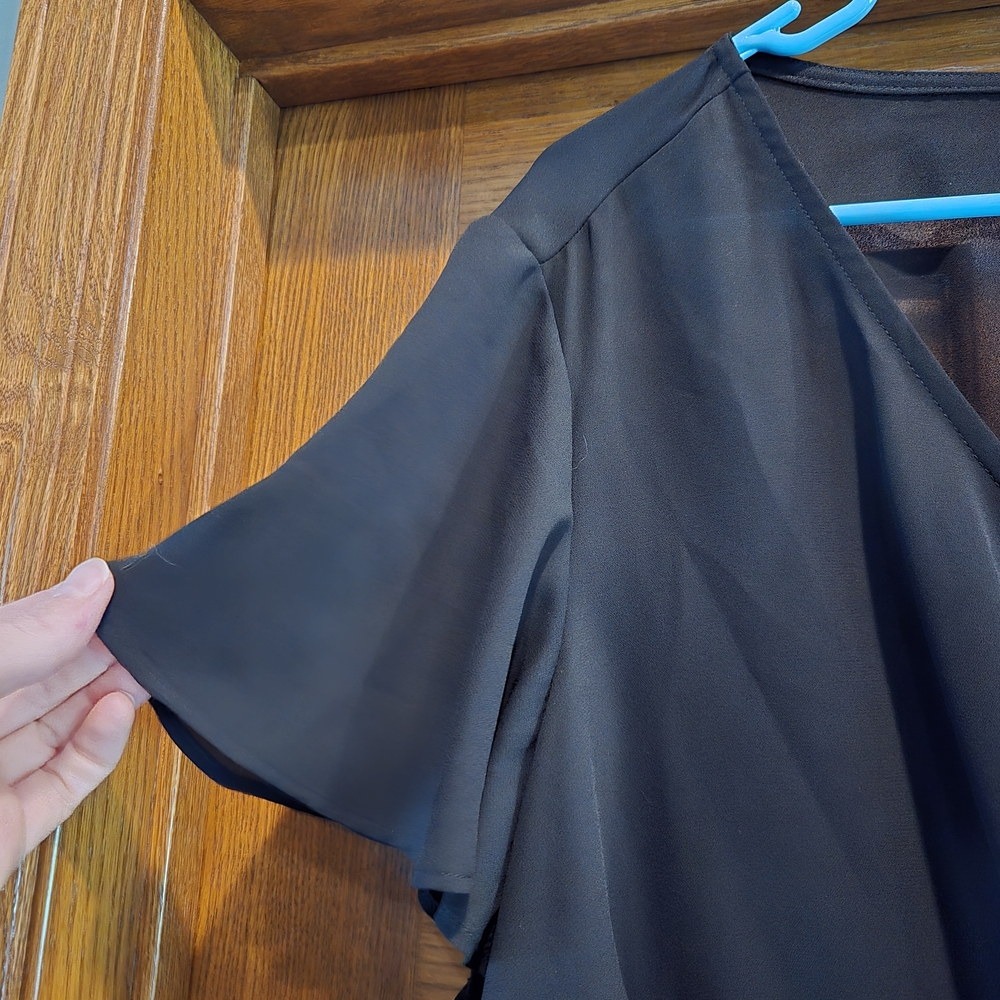 Torrid Black V-Neck Blouse - Picture 7 of 16